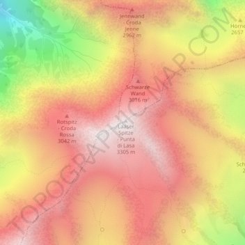 Laaser Spitze topographic map, elevation, terrain