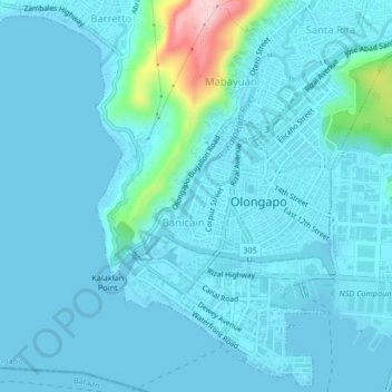 New Kababae topographic map, elevation, terrain