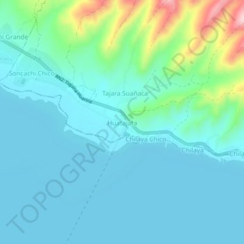 Huatajata topographic map, elevation, terrain
