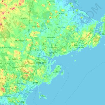 Beverly topographic map, elevation, terrain