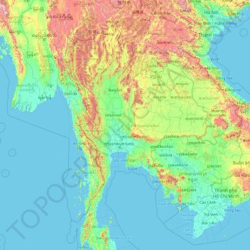 Thailand topographic map, elevation, terrain