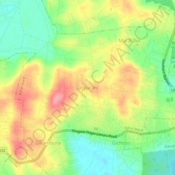 Gicharani topographic map, elevation, terrain