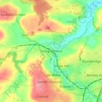 Spring Gardens topographic map, elevation, terrain