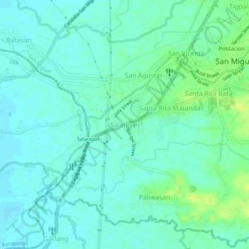 Salangan topographic map, elevation, terrain