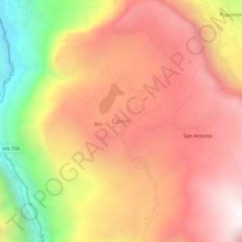 Conin topographic map, elevation, terrain