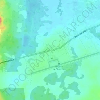 Moanda topographic map, elevation, terrain