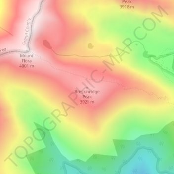 Breckinridge Peak topographic map, elevation, terrain