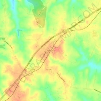Jetersville topographic map, elevation, terrain