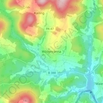Wildenranna topographic map, elevation, terrain