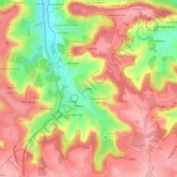 Sable topographic map, elevation, terrain
