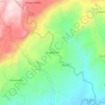 Chuyabamba topographic map, elevation, terrain