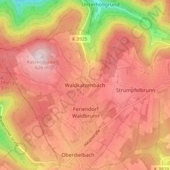 Waldkatzenbach topographic map, elevation, terrain