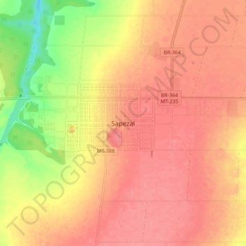 Sapezal topographic map, elevation, terrain