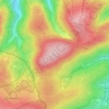Hegekopf topographic map, elevation, terrain