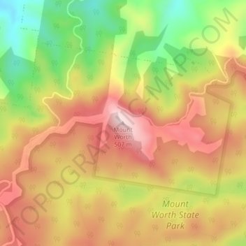 Mount Worth topographic map, elevation, terrain