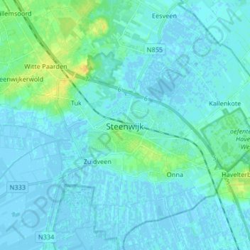 Steenwijk topographic map, elevation, terrain