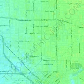 Aurora topographic map, elevation, terrain