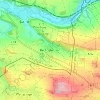 Herlinghausen topographic map, elevation, terrain