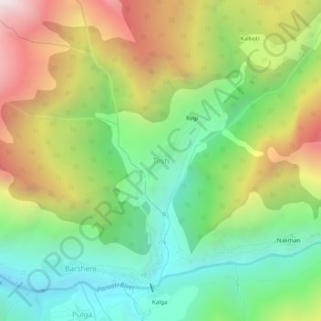 Tosh topographic map, elevation, terrain