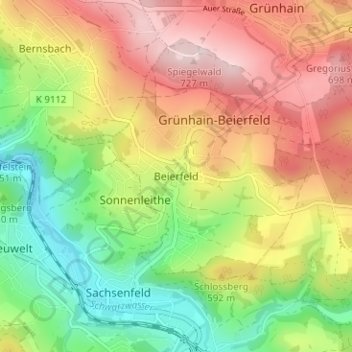 Beierfeld topographic map, elevation, terrain