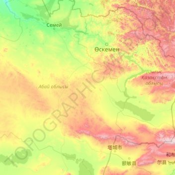 East Kazakhstan Province topographic map, elevation, terrain
