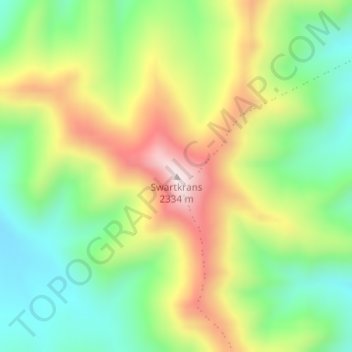 Swartkrans topographic map, elevation, terrain