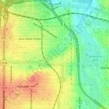 Glenwood Park topographic map, elevation, terrain