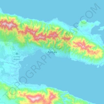 Alotau topographic map, elevation, terrain