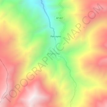 Anchicha topographic map, elevation, terrain