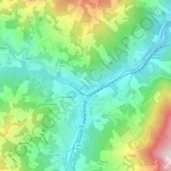 Silla topographic map, elevation, terrain