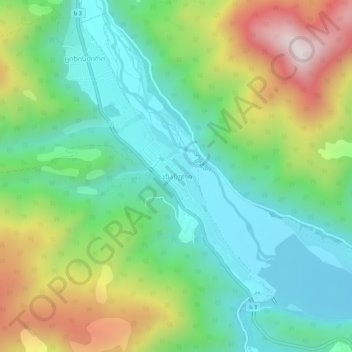 Ananuri topographic map, elevation, terrain