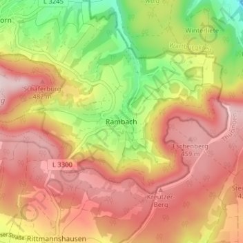 Rambach topographic map, elevation, terrain