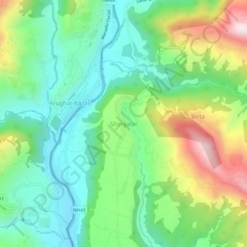 Shingatar topographic map, elevation, terrain
