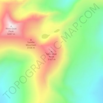East Goat Peak topographic map, elevation, terrain