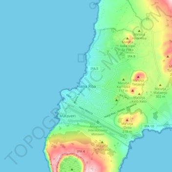 Hanga Roa topographic map, elevation, terrain