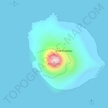Krakatoa topographic map, elevation, terrain
