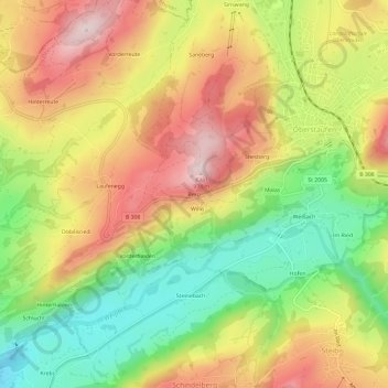 Berg topographic map, elevation, terrain