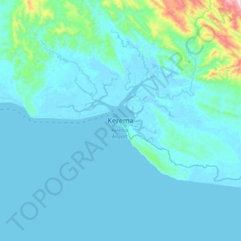 Kerema topographic map, elevation, terrain
