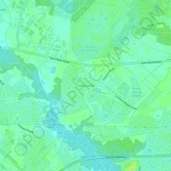 Colony Acres topographic map, elevation, terrain