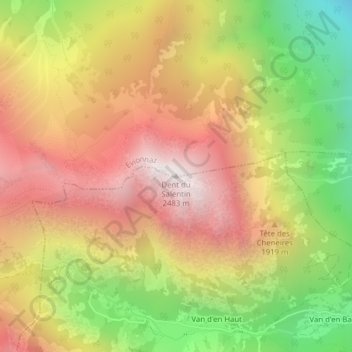 Dent du Salentin topographic map, elevation, terrain