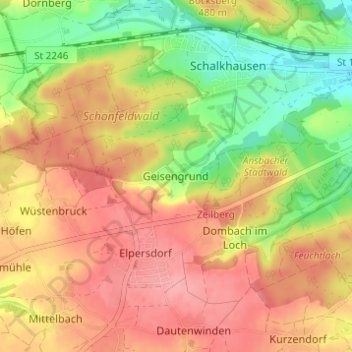 Geisengrund topographic map, elevation, terrain
