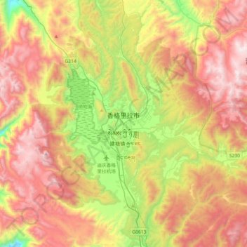 Shangri-La topographic map, elevation, terrain