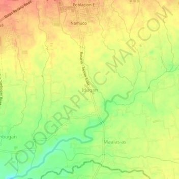 Itlugan topographic map, elevation, terrain