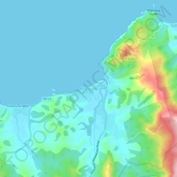 Kūaotunu topographic map, elevation, terrain