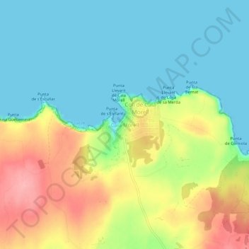 Cala Morell topographic map, elevation, terrain