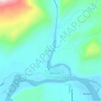 Pununo topographic map, elevation, terrain