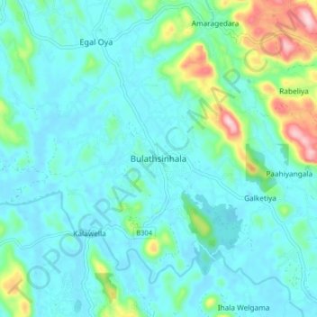Bulathsinhala topographic map, elevation, terrain