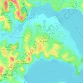 Cidade Ipava topographic map, elevation, terrain