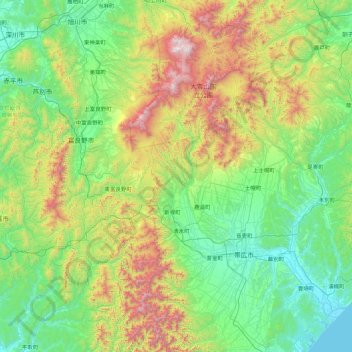 Kamikawa District topographic map, elevation, terrain