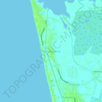 Pamunugama topographic map, elevation, terrain